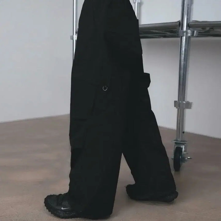 [BUNJANG] Ledery Parachute Wide Cargo Pants Black / 레더리 파라슈트 와이드 카고 팬츠 m