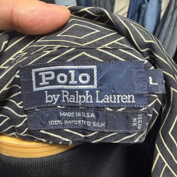 [BUNJANG] Polo by Ralph Lauren 90s USA Made Silk Open Collar Shirt - Size L / [L] 90s USA 폴로 랄프로렌 실크 오픈카라 셔츠