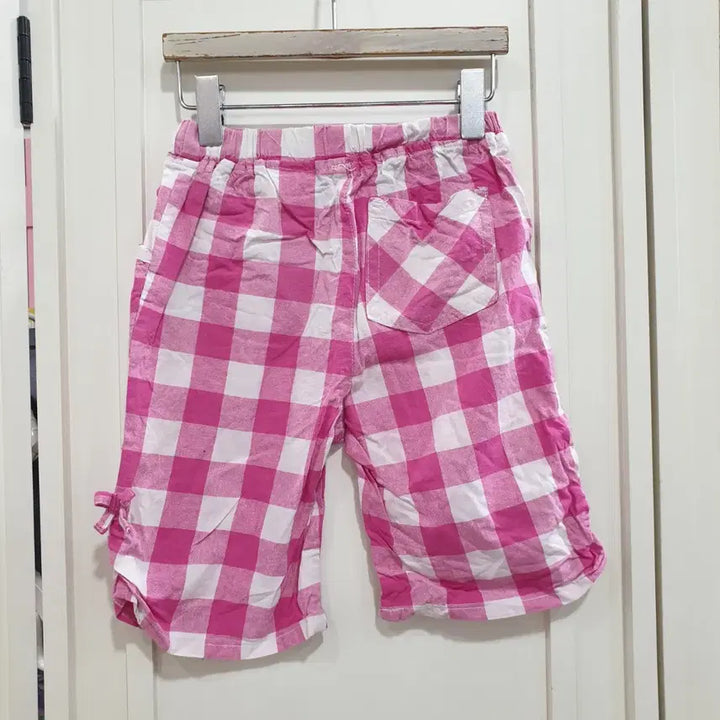 [BUNJANG] 120 Checkered 7-Length Shorts Pink / 120 체크무늬 7부 반바지 핑크