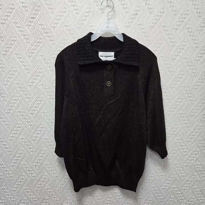 [BUNJANG] Karlafelto Knit Short Sleeve Top / 타122 칼라거펠트 카라 니트 반팔 구66