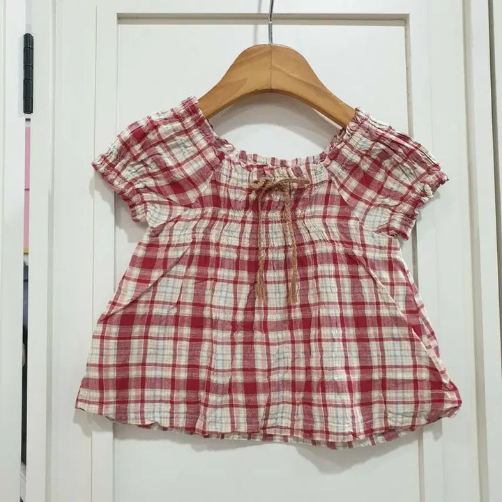 [BUNJANG] 90s Check Pattern Ribbon Blouse / 90 체크무늬 리본 블라우스