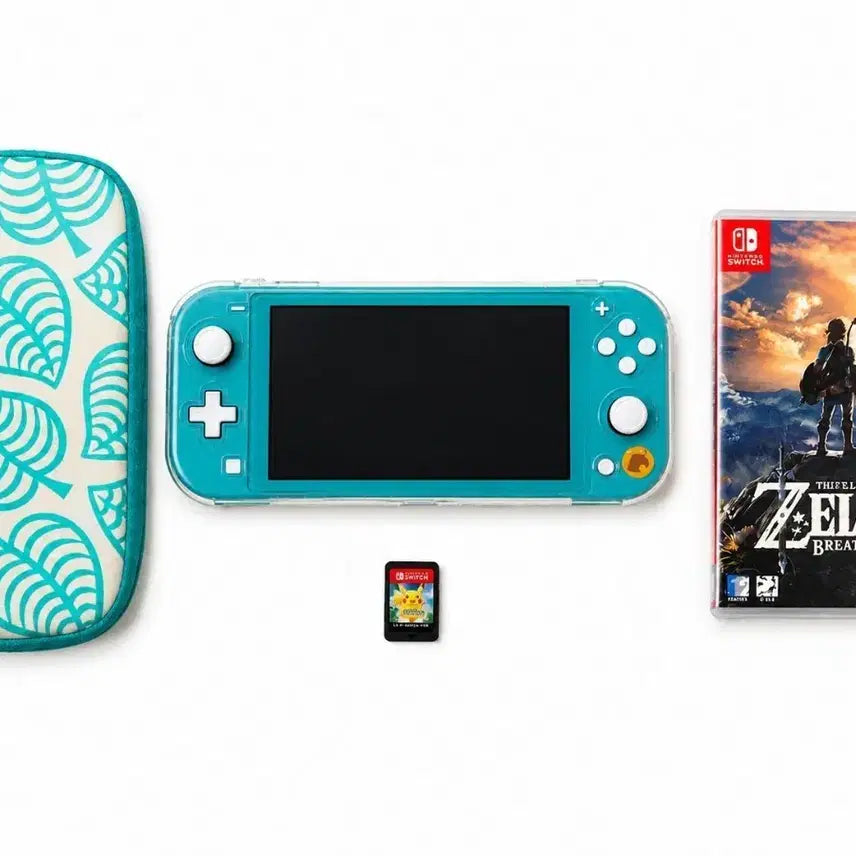 [BUNJANG] Nintendo Switch Lite Animal Crossing Edition Bundle with 2 Game Cartridges / [새상품급] 닌틴도 스위치 라이트 동물의숲 에디션 + 게임칩 2개