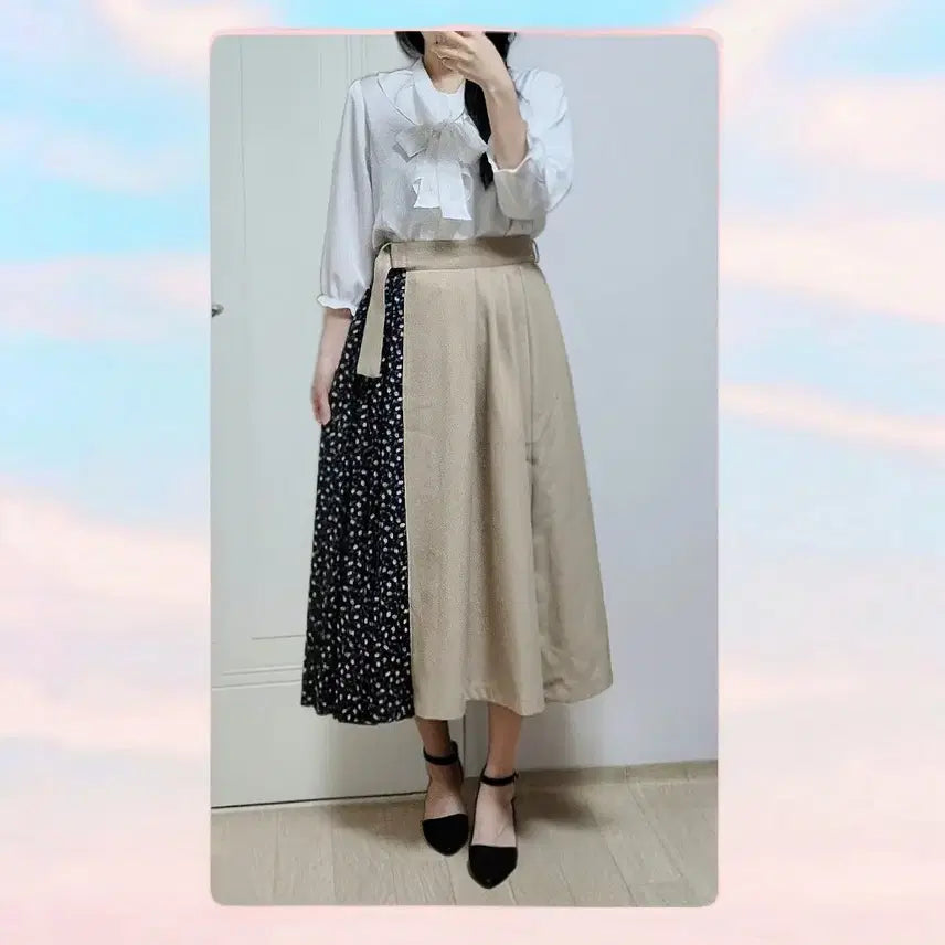 [BUNJANG] Belted Style Flare Long Skirt / 벨티트 Style 뒷밴딩 플레어 롱 스커트