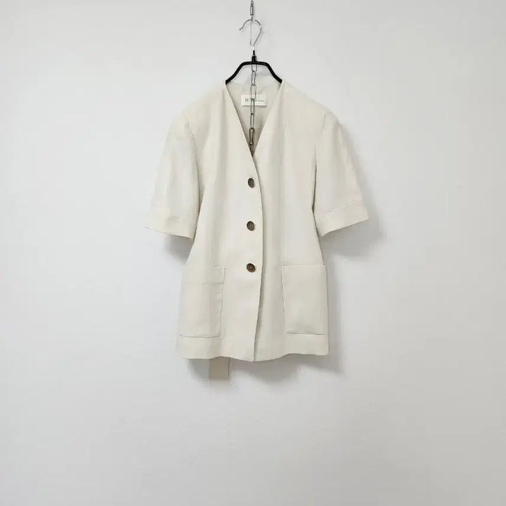 [BUNJANG] It MICHAA Linen 100% Collarless Jacket Beige / 잇미샤 린넨100% 자켓55