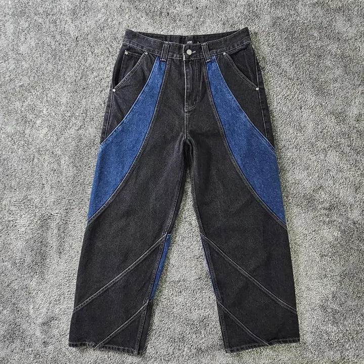 [BUNJANG] UMO APPAREL Black Washed Denim Wide Fit Panel Pants / ADD 패널 데님 팬츠