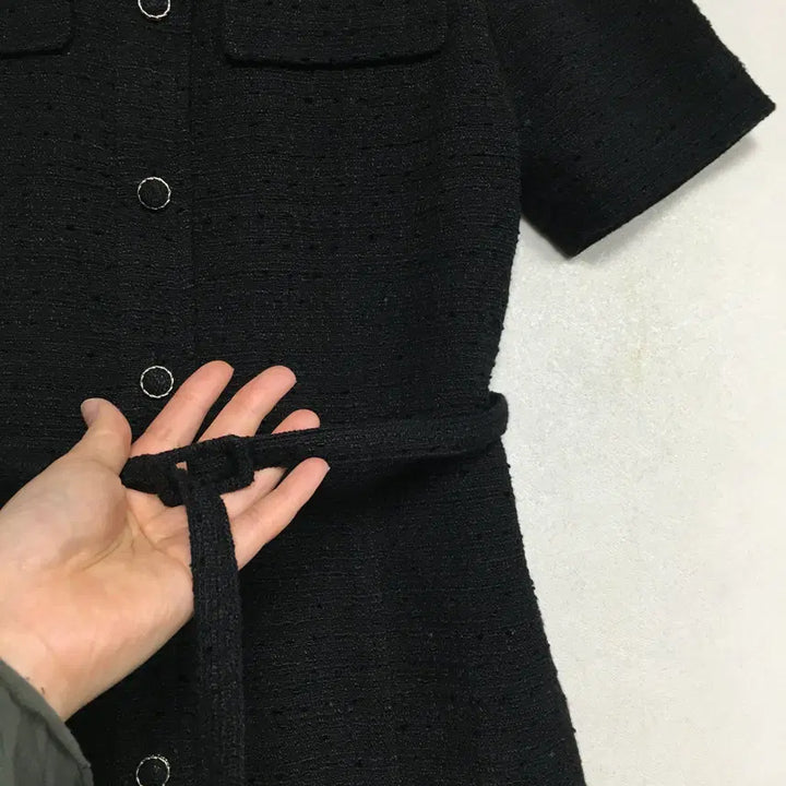 [BUNJANG] Frontrow Belted Tweed Dress S / 프론트로우 벨티드 트위드 원피스 S
