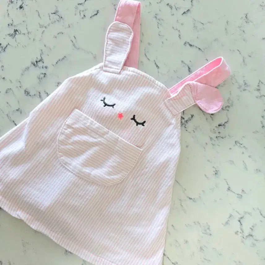 [BUNJANG] Rabbit Face Striped Dress (Size 70-75) / 토끼 원피스 70-75