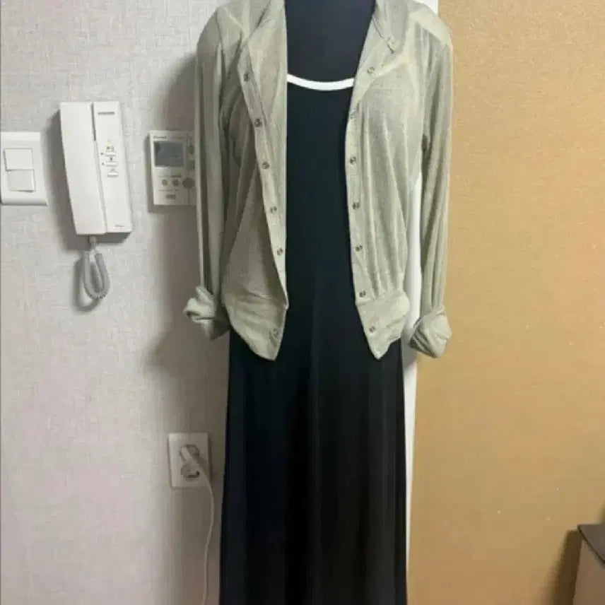 [BUNJANG] Sleeveless Long Dress + Cardigan Set / [ 새상품 ] 나시 롱원피스 + 가디건 SET