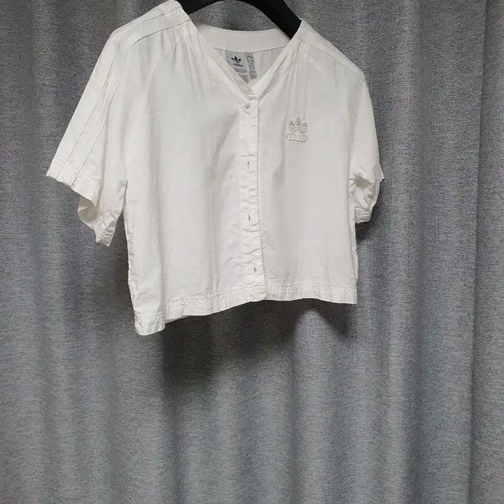 [BUNJANG] Adidas Linen Blend Baseball Cropped Button Jacket - Size S / adidas 아디다스 베이스볼 린넨 혼방 크롭 버튼 티셔츠 자켓 s