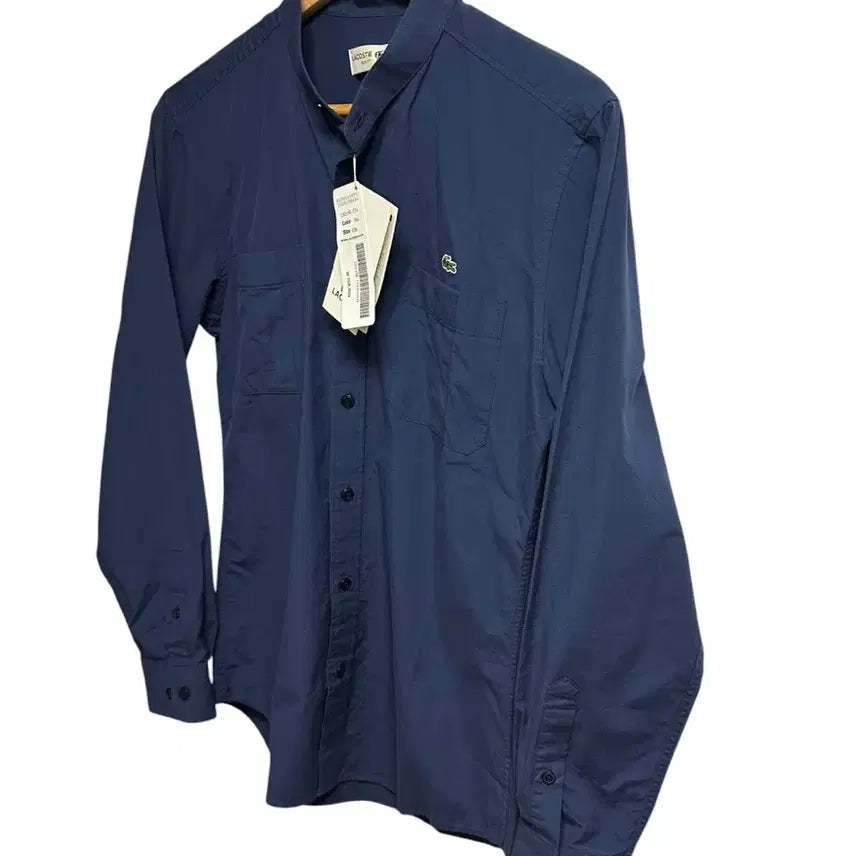 [BUNJANG] Lacoste Navy Cotton Shirt / (새상품)라코스테 차이나카라 투포켓 네이비 코튼 셔츠 38/S/95