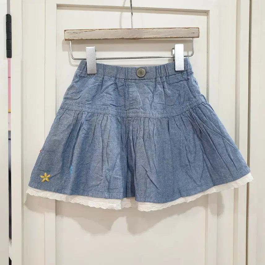 [BUNJANG] Blue Denim Ruffle Skirt Size 90 / 90 청색 데님 캉캉 치마