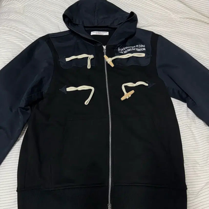 [BUNJANG] The Museum Visitor Hybrid Duffle Zip-Up Hoodie Dark Navy / 더뮤지엄비지터 하이브리드 더플 집업 후디 다크 네이비 L