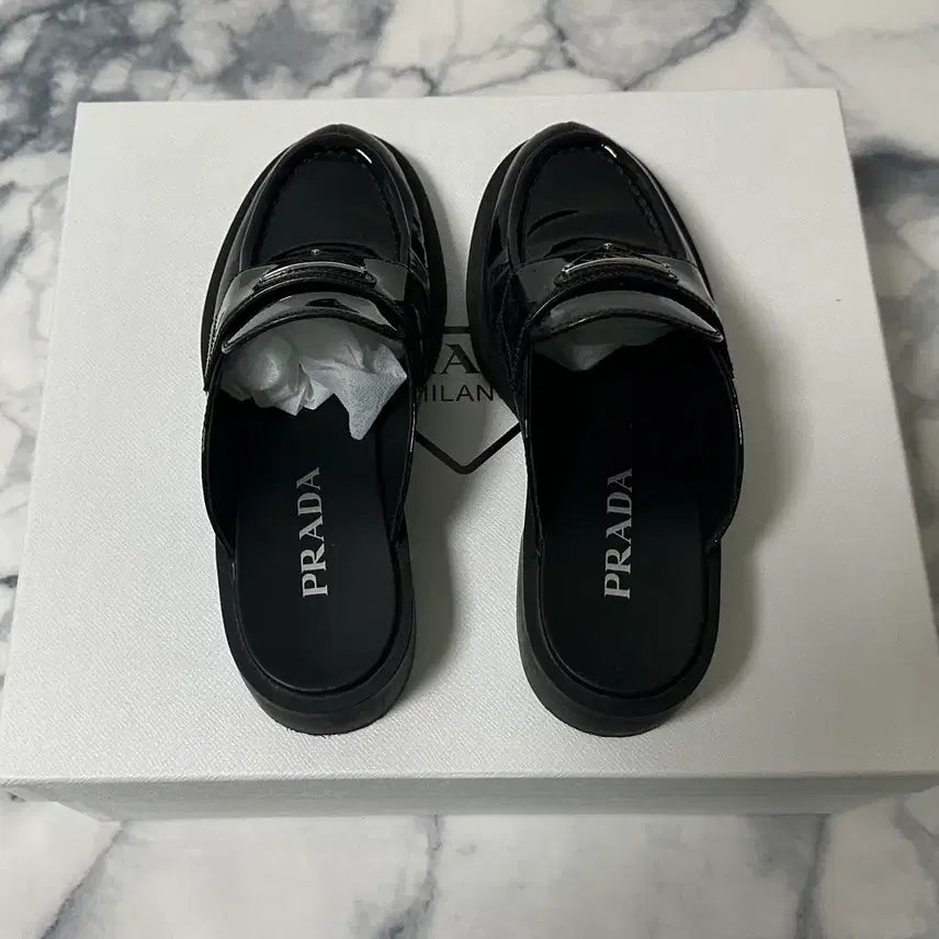 [BUNJANG] Prada Brushed Mule Loafer Black 36.5 / [36.5] 프라다 브러쉬드 뮬 블로퍼 블랙