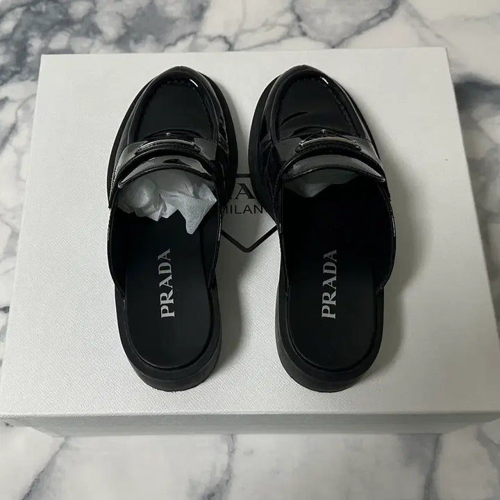 [BUNJANG] Prada Brushed Mule Loafer Black 36.5 / [36.5] 프라다 브러쉬드 뮬 블로퍼 블랙