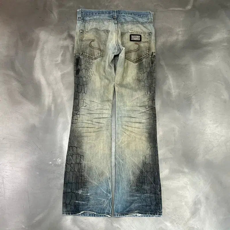 [BUNJANG] SEMANTIC DESIGN Printing Bootcut Denim Pants / SEMANTICDESIGN 프린팅 부츠컷 데님팬츠 y18087