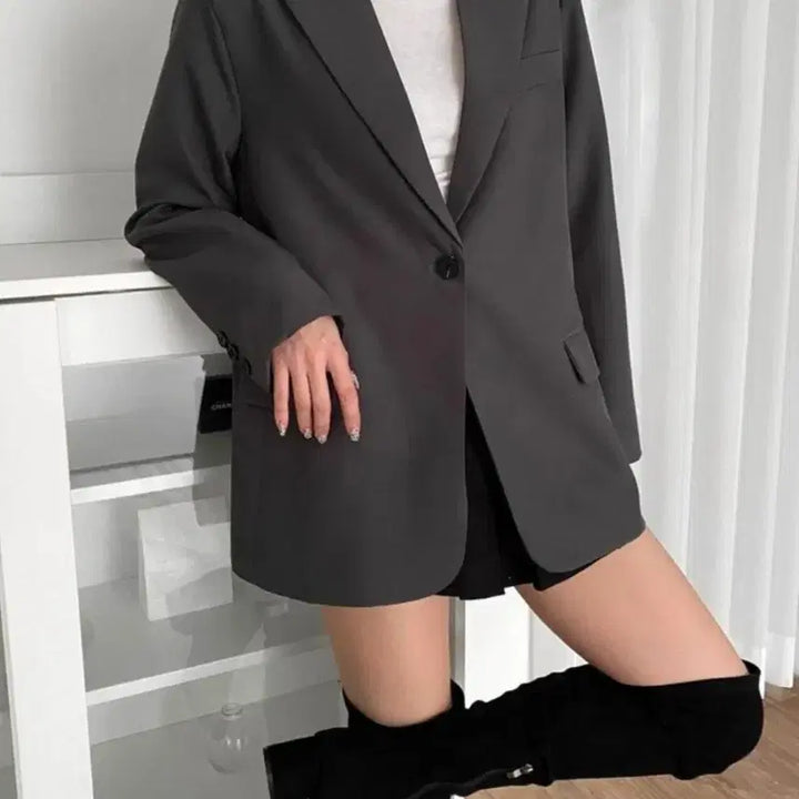 [BUNJANG] One-Button Oversized Blazer Jacket / (1회착용)원버튼 오버핏 자켓 블레이저