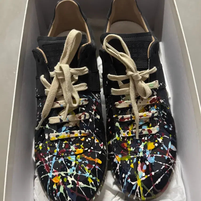 [BUNJANG] Maison Margiela Replica Painted Sneakers Black / 마르지엘라 레플리카 페인팅 스니커즈 블랙