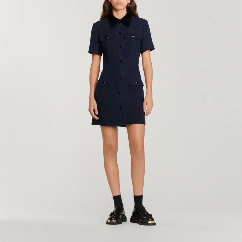 [BUNJANG] Sandro Tweed Dress Navy / SANDRO 산드로 트위드 드레스 원피스 36