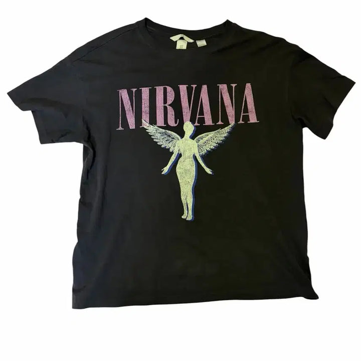 [BUNJANG] Nirvana Angel Logo T-Shirt Black / 너바나 천사 로고 반팔 티셔츠 블랙
