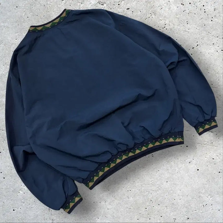[BUNJANG] TURFER 90s Navy Pattern Color Block Warm-up Windbreaker Jacket / [L] 90s TURFER 바람막이 네이비색 패턴 배색 웜업
