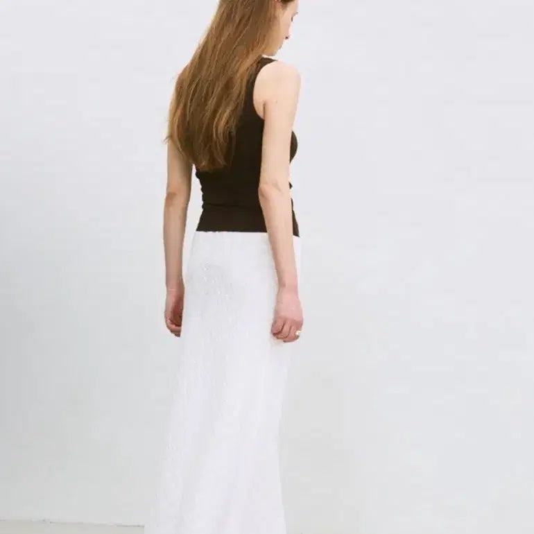 [BUNJANG] Flared Bias Maxi Skirt (White) / 플레어드 바이어스 맥시 스커트 (화이트)