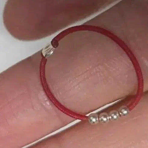 [BUNJANG] Red String Silver Ball Ring / 빨간줄 은볼 반지