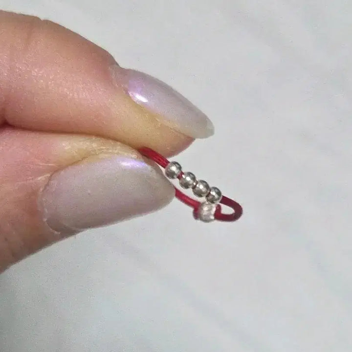 [BUNJANG] Red String Silver Ball Ring / 빨간줄 은볼 반지