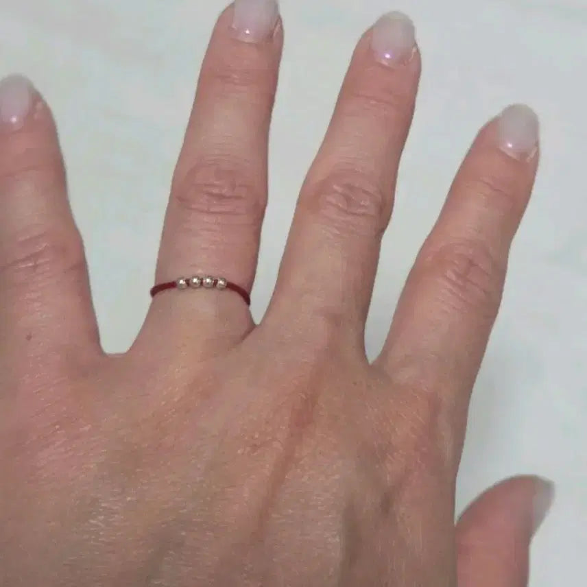 [BUNJANG] Red String Silver Ball Ring / 빨간줄 은볼 반지