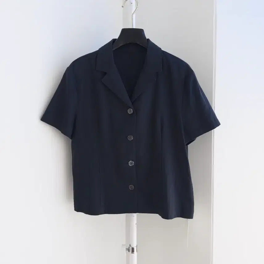 [BUNJANG] Navy Linen Shirt Jacket / 교신안함)네이비 린넨 셔킷