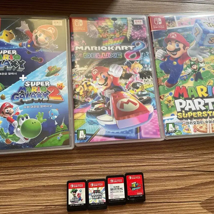 [BUNJANG] Nintendo Switch Mario Bundle 7 Game Cartridges / 닌텐도 스위치 마리오 관련칩 7종 일괄 오디세이 원더 카트 파티 스메쉬