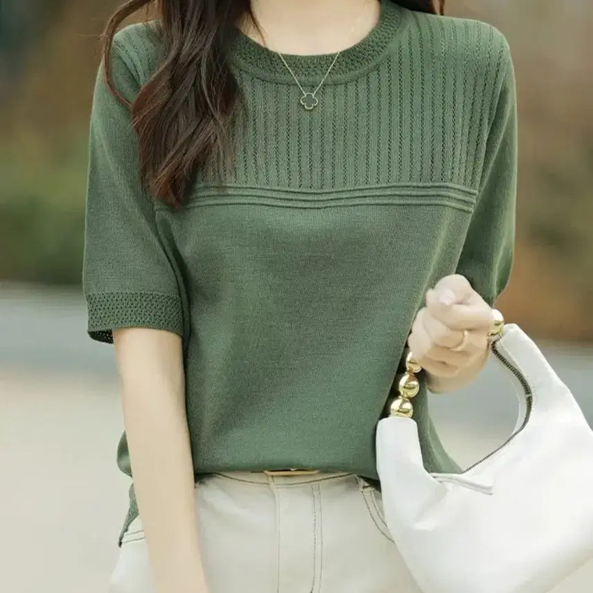 [BUNJANG] Viscose Green Knit Top / 새옷)비스코스 그린니트