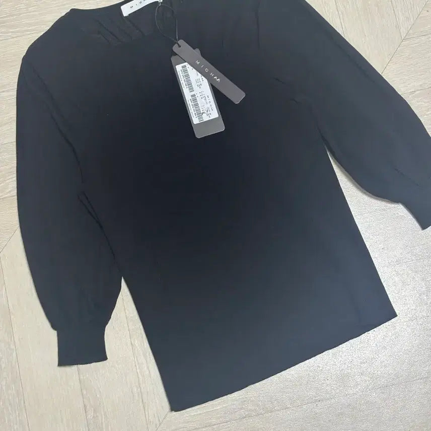 [BUNJANG] MICHAA Black Puff Sleeve Summer Knit / 미샤 블랙 퍼프 소매 여름 니트 5(6)