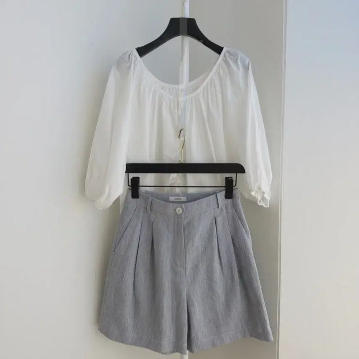[BUNJANG] LEROBE Linen Striped Half Pants / 교신안함)LEROBE 린넨 스트라이프 팬츠