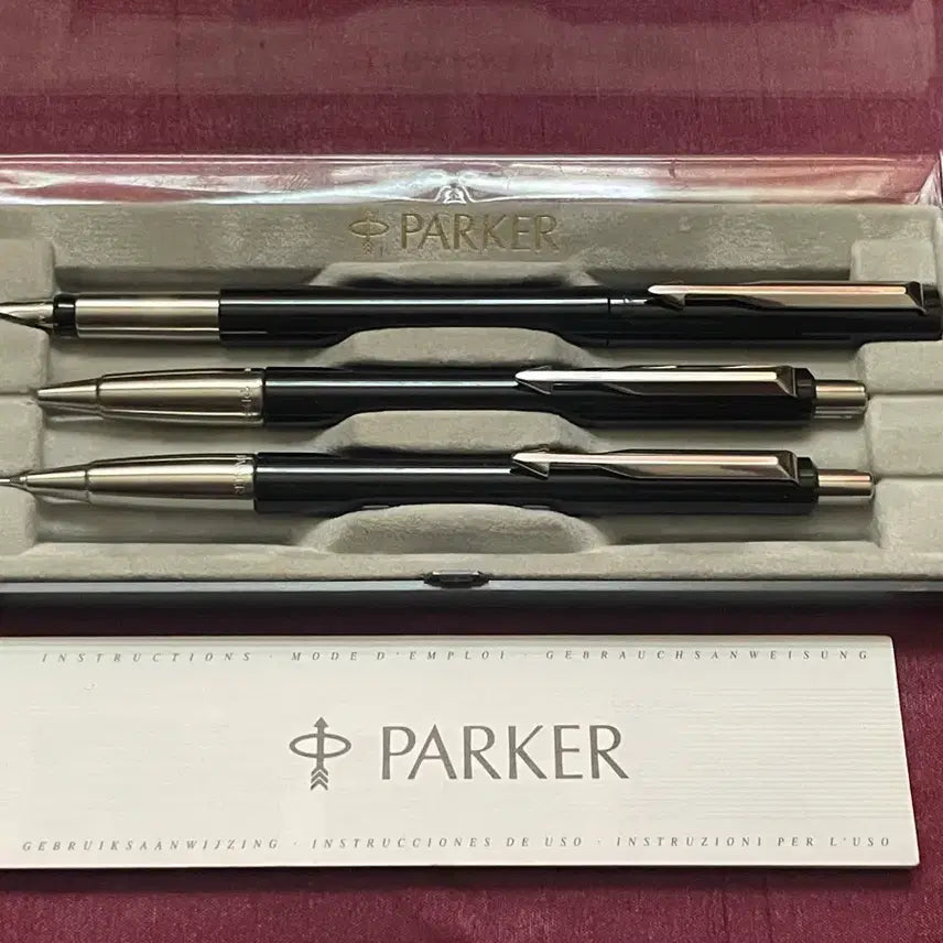 [BUNJANG] Parker Vector Black Fountain Pen (M Nib), Ballpoint Pen &amp; Mechanical Pencil Set / 파카 벡터 블랙 만년필 스테인레스 스틸 M닙 &amp; 볼펜 &amp; 펜슬