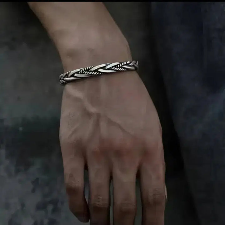 [BUNJANG] 925 Sterling Silver Twist Bangle Bracelet for Men / 925 꼬임 뱅글 남자팔찌(새상품)