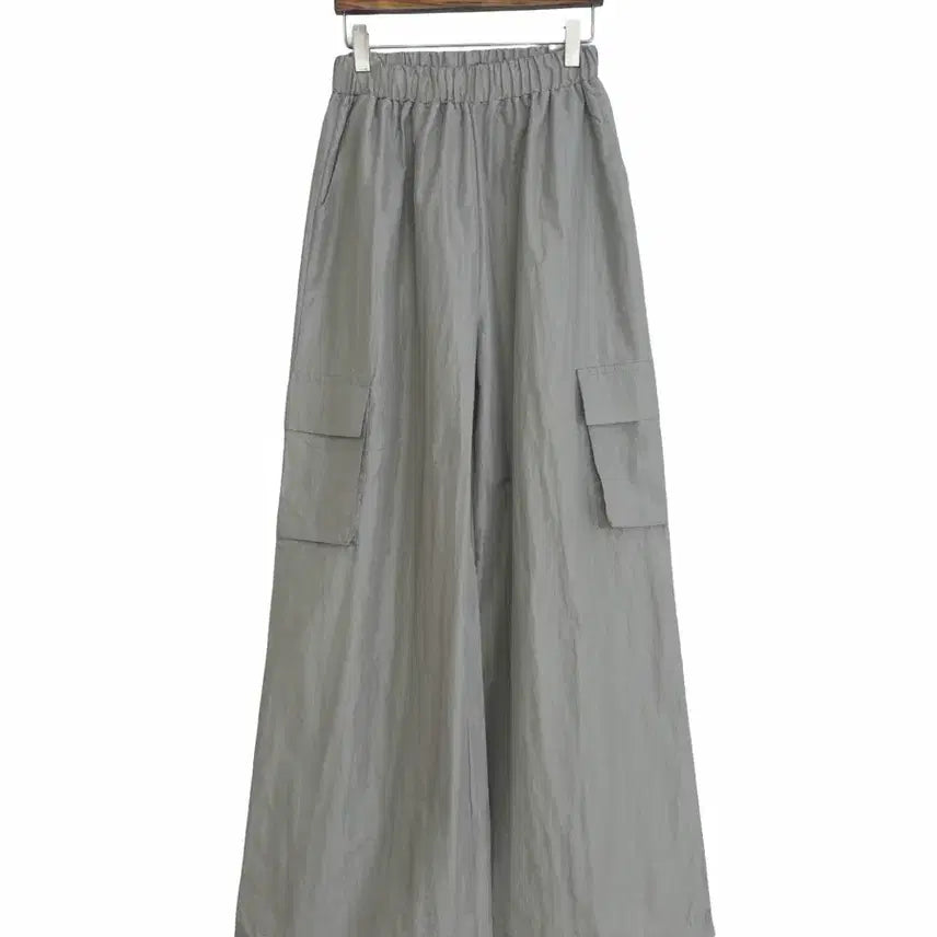 [BUNJANG] Washed Two-Way Wide-Leg Pants / 교신안함)카키그레이 와샤 투웨이 팬츠