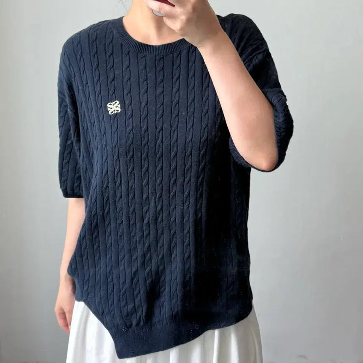 [BUNJANG] Setter Cable Short Sleeve Knit / 세터 케이블 반팔 니트