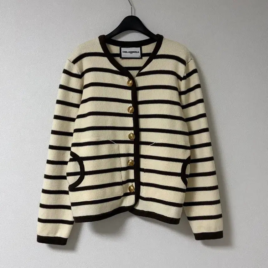 [BUNJANG] Karl Lagerfeld Cardigan Brown/Ivory / 칼라거펠트 가디건
