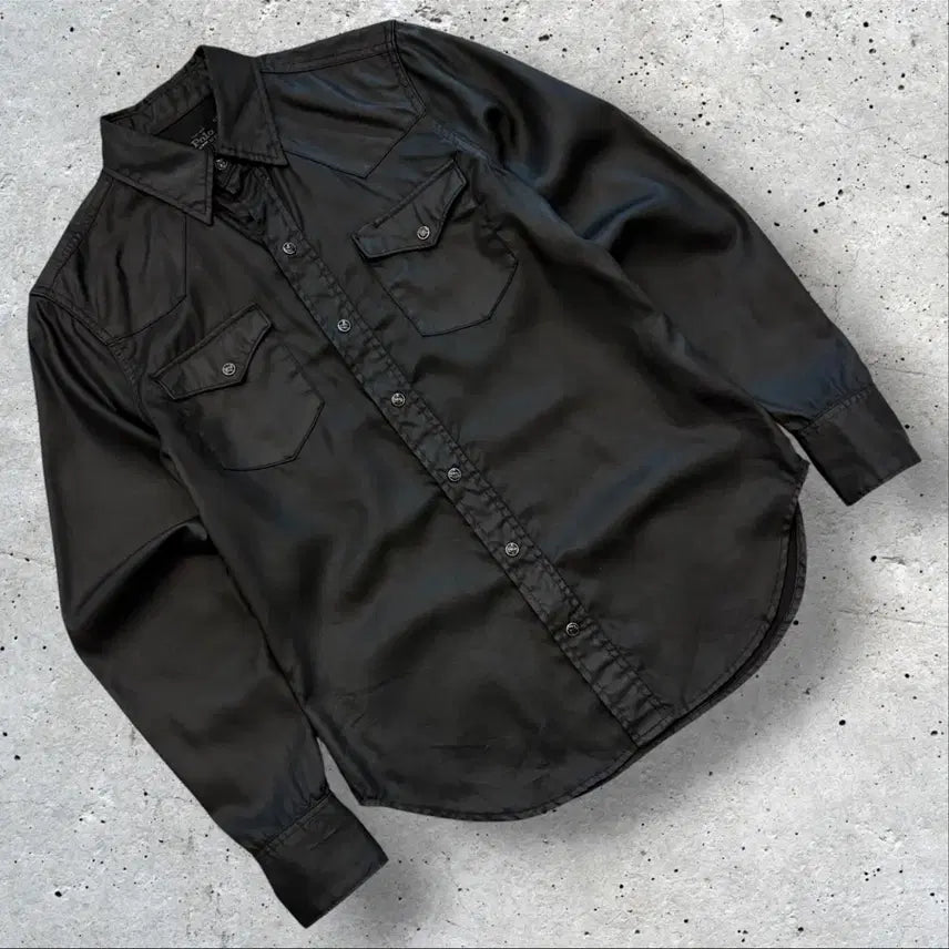 [BUNJANG] Polo Ralph Lauren Lyocell Two-Pocket Western Black Shirt / [S] 폴로 랄프로렌 리오셀 투포켓 웨스턴 블랙 셔츠