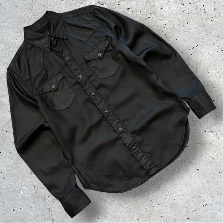 [BUNJANG] Polo Ralph Lauren Lyocell Two-Pocket Western Black Shirt / [S] 폴로 랄프로렌 리오셀 투포켓 웨스턴 블랙 셔츠
