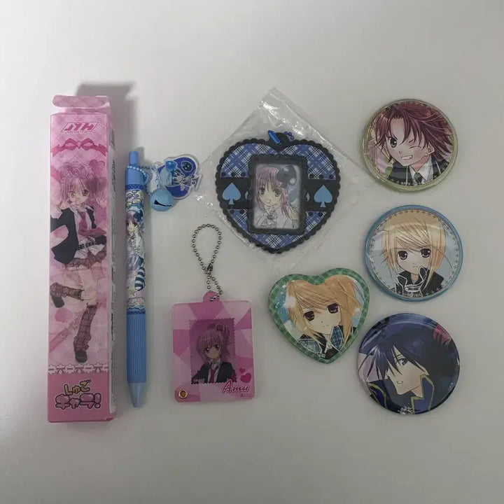 [BUNJANG] Shugo Chara! Amu Hinamori, Ikuto Tsukiyomi, Tadase Hotori, Ikuto Soma Bundle Set Goods / 캐릭캐릭체인지 아무 루이 소마 토마 캔뱃지 증사 볼펜 굿즈 일괄