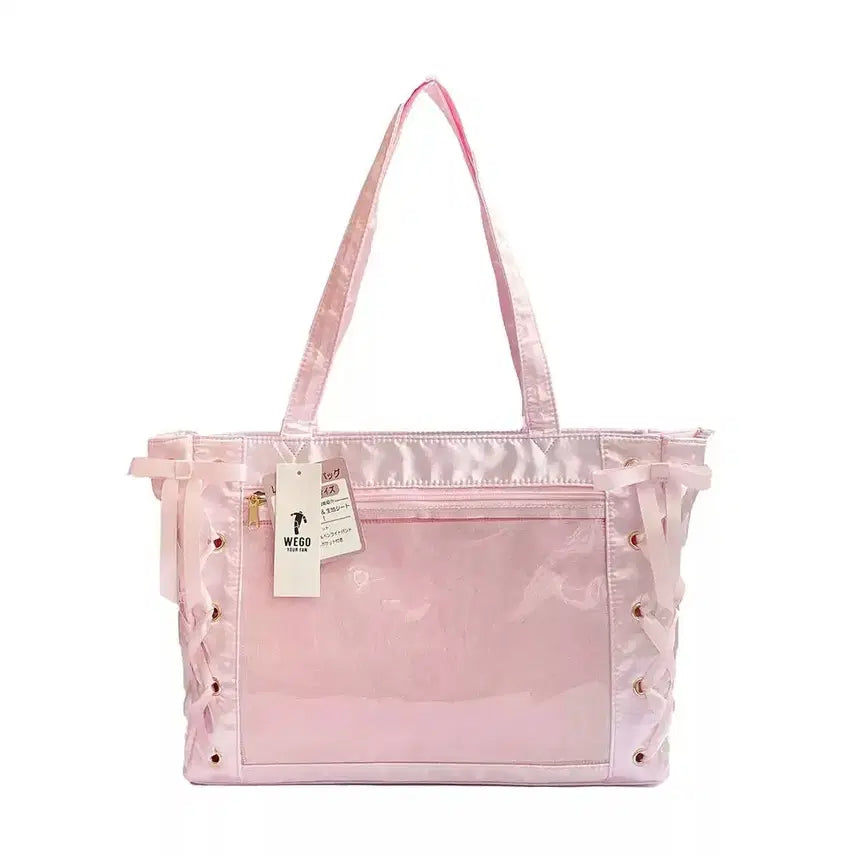 [BUNJANG] Wego A4 Satin Shoulder Bag Light Pink / 위고 이타백 a4사이즈 새틴 라이트 핑크