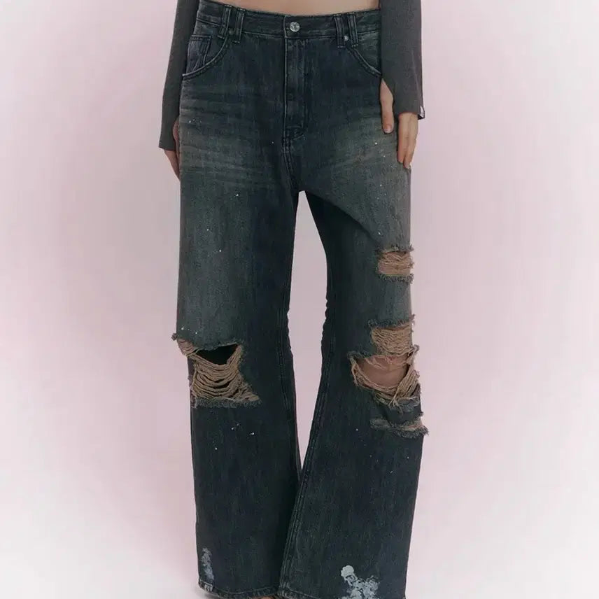 [BUNJANG] Jay Destroyed Wide Denim / Jay Destroyed Wide Denim 플리즈노팔로우 데님