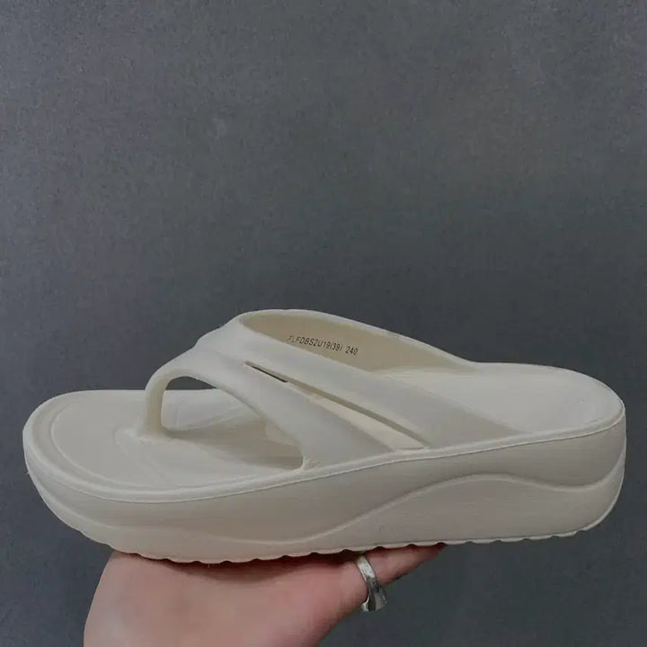 [BUNJANG] Fold Label Platform Flip-Flop Slippers - Ivory, 240mm / [새상품/박스포함] 폴더라벨 키높이 쪼리 슬리퍼 240mm (아이보리)