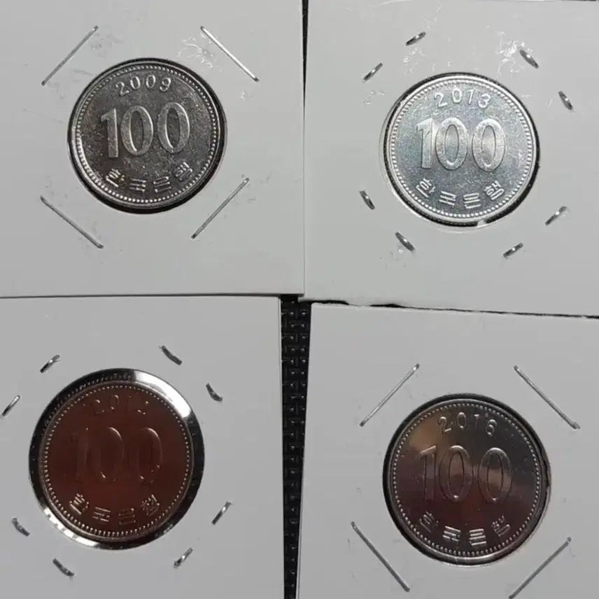 [BUNJANG] 100 Won Coin Set (2009, 2013, 2014, 2016) / 2009.13.14.16년 100원주화 4종.주화 화폐 동전