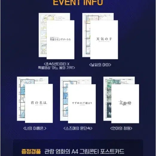 [BUNJANG] Makoto Shinkai Exhibition Storyboard Postcard Set (5 Types, Sealed) / [신카이 마코토 기획전] 그림콘티 포스트카드 5종 1set 미개봉