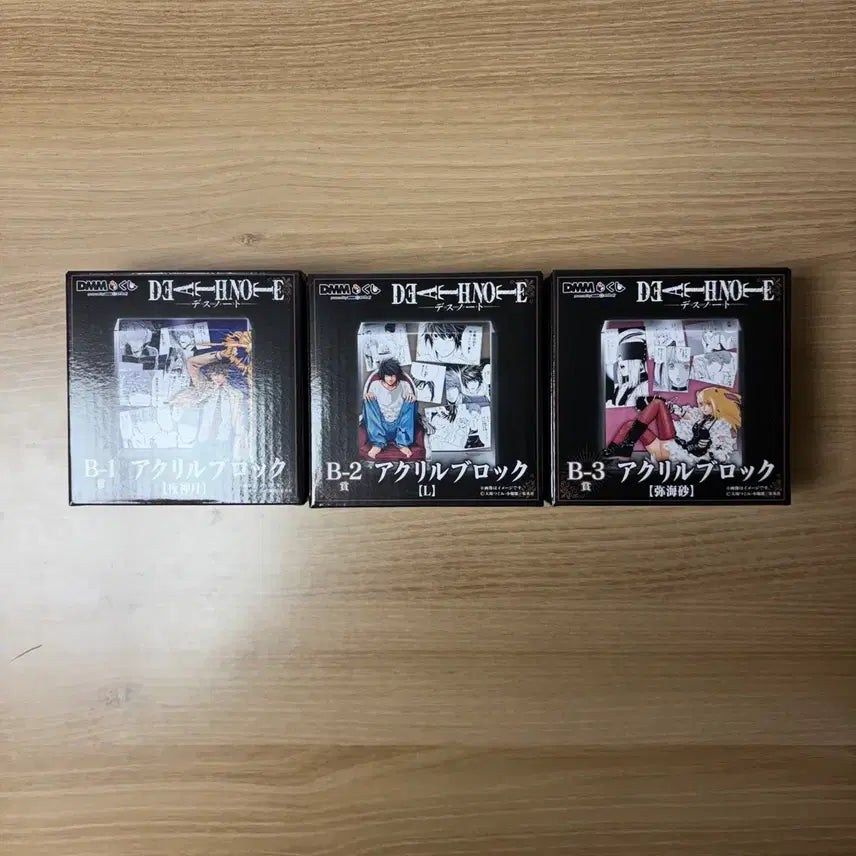 [BUNJANG] Death Note DMM Lottery Light Yagami L Misato A3 Stand Bundle Set (Sealed) / 데스노트 DMM 쿠지 아크릴블록 라이토 엘 미사 B상 미개봉 일괄 세트