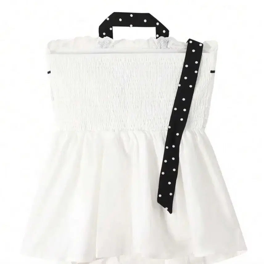 [BUNJANG] Mori Girl Ribbon Sleeveless Blouse with Polka Dot Tie / 모리걸 리본 블라우스 나시