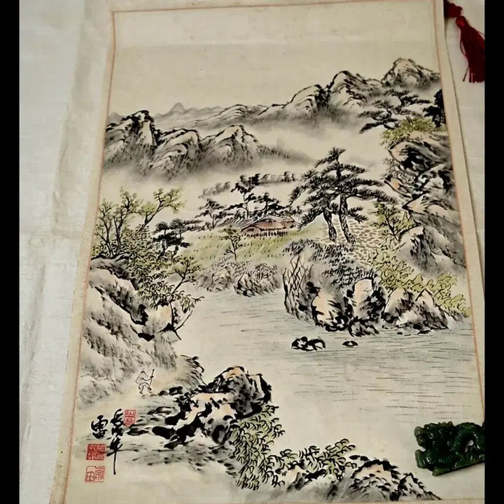 [BUNJANG] Woojeon Yoon Jik-shin Traditional Ink Wash Landscape Painting (43x73cm) / 근현대 한국화 거장 우전 윤직신 전통 수묵산수화입니다