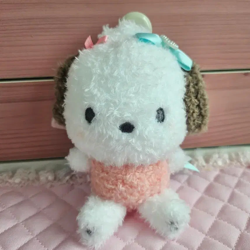 [BUNJANG] Sanrio Run Run Ribbon Series Pochacco Plush Keychain / (일본정품) 산리오 룬룬리본 시리즈 인형 키홀더 포차코